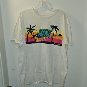 Nike White Tee with Tropical Graphic